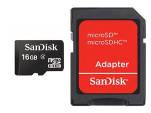 SanDisk Micro Sdhc Memory Card Class 4 16GB + Sd Adapter