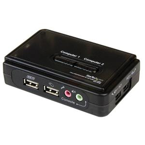 KVM Switch Kit USB 2 Port With Audio And Cables Black